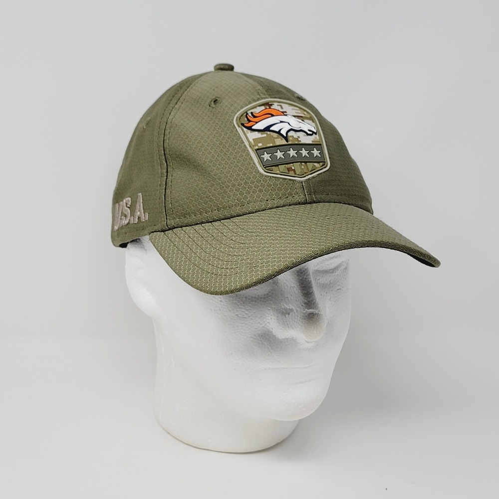 New Era 9TWENTY Salute to Service Denver Broncos Hat NFL Dad Cap Green Strapback